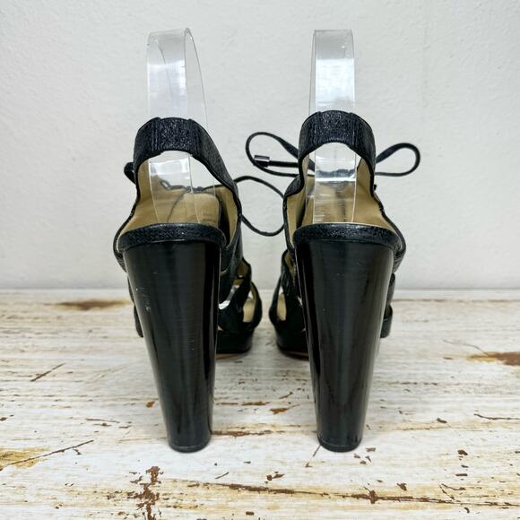 Coach Moreen Caged Lace-up Platform Heel Black 8B - Picture 5 of 13